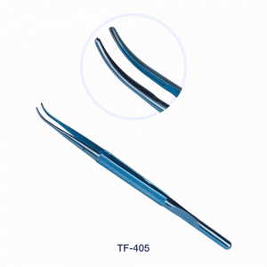 Пинцет м/х атравматичный, плавно изогнутый, с противовесом, 180 мм,  титан